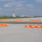 Airport Safety Barricades in place at airport runway
